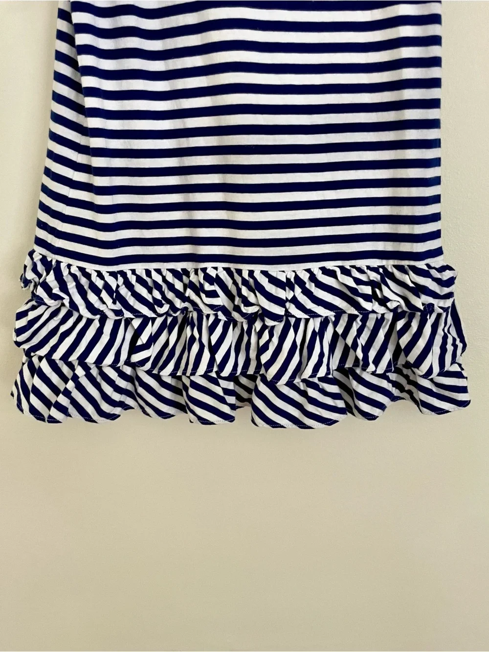 Polo by Ralph Lauren Navy & White Stripe Ruffle Hem Dress